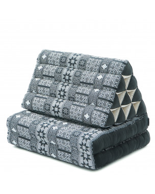 Leewadee 2-Fold Mat with Triangle Cushion – Comfortable TV Pillow, Foldable Mattress with Cushion Made of Kapok, 45 x 20 inches, Black