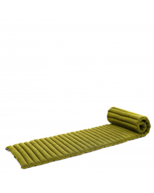 Leewadee Faltbare Bodenmatratze - Japanischer Rollbarer Futon - Tatami Faltmatte - Gästebett - Camping Matratze - Thai Massage Matte, Kapok Füllung, 190 x 50 cm, Grün