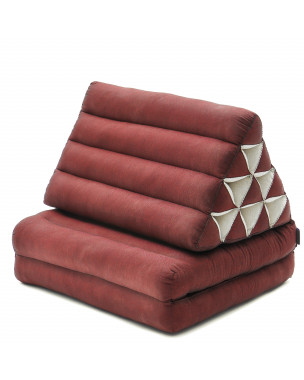Leewadee 2-Fold Mat with Triangle Cushion – Comfortable TV Pillow, Foldable Mattress with Cushion Made of Kapok, 45 x 20 inches, Red