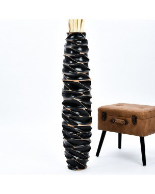 Leewadee Grand Vase A Poser Au Sol Pour Branches Décoratives De Pampa, Vase En Bois De Manguier, 110 cm, Noir