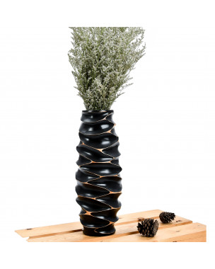 Leewadee Small Floor Vase – Handmade Flower Holder Made of Mango Wood, Sophisticated Vase for Decorative Twigs and Flowers, 14 inches, black