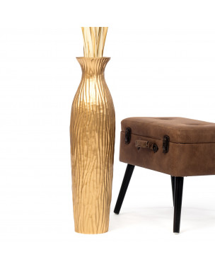 Leewadee Grande Vaso Da Terra: Alto Vaso Stile Boho In Legno Di Mango Per Rami Di Pampa, 70 cm, Oro