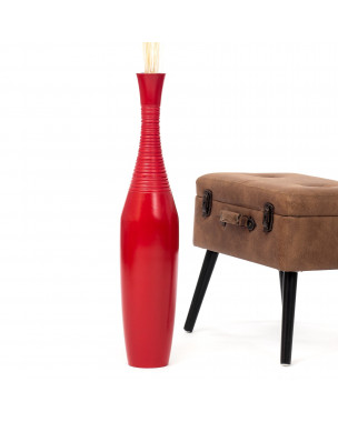 Leewadee Grande Vaso Da Terra: Alto Vaso Stile Boho In Legno Di Mango Per Rami Di Pampa, 70 cm, Rosso