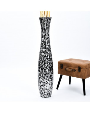 Leewadee Grand Vase A Poser Au Sol Pour Branches Décoratives De Pampa, Vase En Bois De Manguier, 110 cm, Noir Argentin