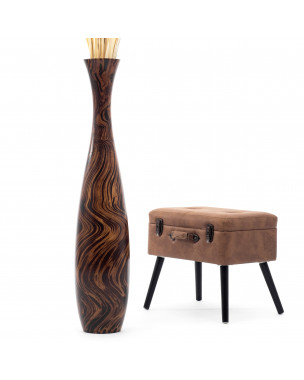 Leewadee Grande Vaso Da Terra: Alto Vaso Stile Boho In Legno Di Mango Per Rami Di Pampa, 110 cm, Marrone Marrone Chiaro