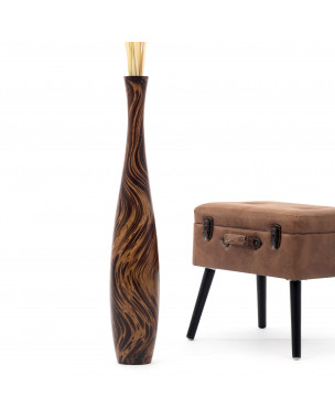 Leewadee Grande Vaso Da Terra: Alto Vaso Stile Boho In Legno Di Mango Per Rami Di Pampa, 90 cm, Marrone Marrone Chiaro