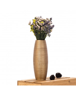 Leewadee Kleine Bodenvase für Dekozweige hohe Standvase Design Holzvase, Holz, 36 cm, Gold