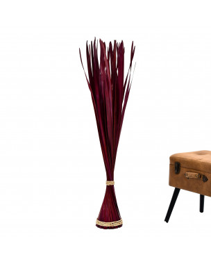 Leewadee fascio di foglie essiccate: spesso mazzo di foglie di palma autoportante, bouquet decorativo per adornare la casa, 120 cm, Rosso Bordeaux