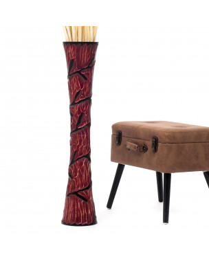 Leewadee Grande Vaso Da Terra: Alto Vaso Stile Boho In Legno Di Mango Per Rami Di Pampa, 90 cm, Rosso