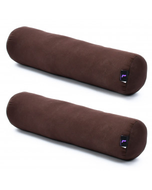 Leewadee Yoga Bolster Set – 2 Shape-Retaining Neck Rolls, Tube Pillows for Comfortable Reading, Made of Kapok, 20 x 6 x 6 inches, brown