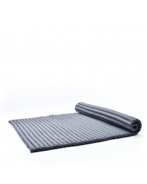 Leewadee Faltbare Bodenmatratze - Japanischer Rollbarer Futon - Tatami Faltmatte - Gästebett - Camping Matratze - Thai Massage Matte, Kapok Füllung, 190 x 145 cm, Anthrazit