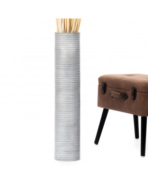 Leewadee Grande Vaso Da Terra: Alto Vaso Stile Boho In Legno Di Mango Per Rami Di Pampa, 70 cm, Argento