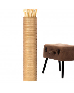 Leewadee Grande Vaso Da Terra: Alto Vaso Stile Boho In Legno Di Mango Per Rami Di Pampa, 90 cm, Oro