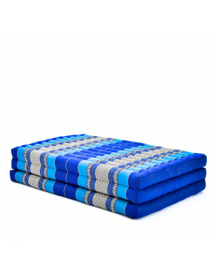 Leewadee Trifold Mattress XL – Comfortable Thai Massage Pad, Foldable Relaxation Floor Mattress Filled with Kapok, Perfect to Use as a Sleeping Mat 200 x 100 cm, Blue