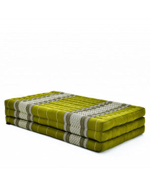 Leewadee Trifold Mattress XL – Comfortable Thai Massage Pad, Foldable Relaxation Floor Mattress Filled with Kapok, Perfect to Use as a Sleeping Mat 200 x 100 cm, Green