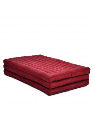 Leewadee Trifold Mattress XL – Comfortable Thai Massage Pad, Foldable Relaxation Floor Mattress Filled with Eco-Friendly Kapok, Perfect to Use as a Sleeping Mat 79 x 39 inches, red