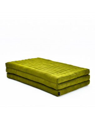 Leewadee Trifold Mattress XL – Comfortable Thai Massage Pad, Foldable Relaxation Floor Mattress Filled with Eco-Friendly Kapok, Perfect to Use as a Sleeping Mat 79 x 39 inches, green