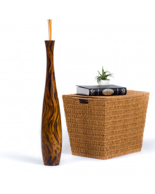 Leewadee Grande Vaso Da Terra: Alto Vaso Stile Boho In Legno Di Mango Per Rami Di Pampa, 70 cm, Marrone Marrone Chiaro