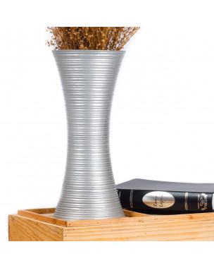 Leewadee Small Floor Vase – Handmade Flower Holder Made of Mango Wood, Sophisticated Vase for Decorative Twigs and Flowers, 14 inches, silver-coloured