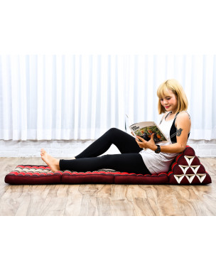 Leewadee Tapis de sol - Matelas avec coussin en kapok, lit thaïlandais fait à la main, 3 éléments pliants, 170 x 53 cm, Rouge