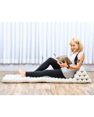 Leewadee - Matelas Pliable Confortable Avec Coussin Lecture, Futon Japonais, Chaise De Sol Ou Pouf Lit Thaï 170 x 53 cm, écru