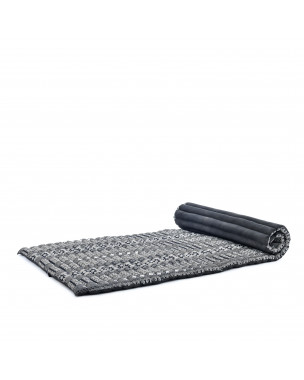 Leewadee Rollable Floor Mat M – Comfortable and Rollable Thai Mattress, Soft Massage Mat Filled with Eco-Friendly Kapok, Perfect to Use as a Sleeping Mat 75 x 28 inches, black
