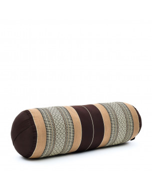 Leewadee grande yoga bolster: supporto per pilates allungato, cuscino da meditazione, realizzato a mano in kapok naturale, 60 x 25 x 25 cm, Marrone