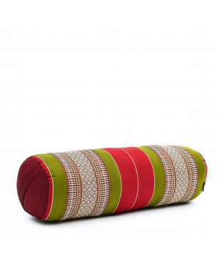 Leewadee Large Yoga Bolster – Shape-Retaining Tube Cushion for Meditation, Bolster for Stretching, Made of Kapok, 24 x 10 x 10 inches, Green Red