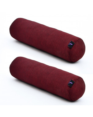 Leewadee Yoga Bolster Set – 2 Shape-Retaining Neck Rolls, Tube Pillows for Comfortable Reading, Made of Kapok, 20 x 6 x 6 inches, red