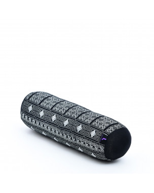 Leewadee Pilates Rolle Nackenstütze kleines Yoga Bolster Yogakissen ökologisches Naturprodukt, Kapok, 50 x 15 x 15 cm, Schwarz