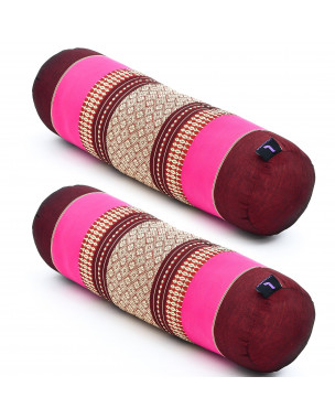 Leewadee Yoga Bolster Set – 2 Shape-Retaining Neck Rolls, Tube Pillows for Comfortable Reading, Made of Kapok, 20 x 6 x 6 inches, auburn pink