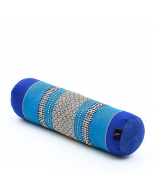 Leewadee yoga bolster piccolo: supporto per pilates allungato e cuscino da meditazione, realizzato a mano in kapok naturale, 50 x 15 x 15 cm, Blu