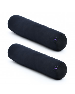 Leewadee Yoga Bolster Set – 2 Shape-Retaining Neck Rolls, Tube Pillows for Comfortable Reading, Made of Kapok, 20 x 6 x 6 inches, black