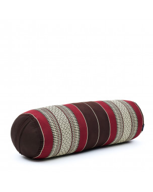 Leewadee Pilatesrolle Yoga Bolster Yogakissen Ökologisches Naturprodukt, Kapok, 60 x 25 x 25 cm, Braun Rot