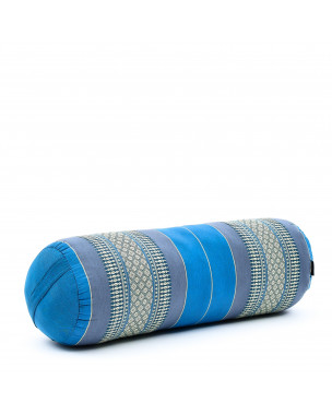 Leewadee grande yoga bolster: supporto per pilates allungato, cuscino da meditazione, realizzato a mano in kapok naturale, 60 x 25 x 25 cm, Azzurro