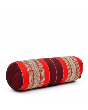 Leewadee Yoga Roll - Grand rouleau de kapok yoga fait à la main, rouleau de kapok pilates rembourré, 60 x 25 x 25 cm, Rouge