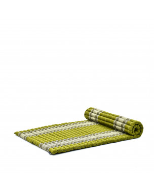 Leewadee Rollable Floor Mat L – Comfortable and Rollable Thai Mattress, Soft Massage Mat Filled with Eco-Friendly Kapok, Perfect to Use as a Sleeping Mat 75 x 41 inches, green