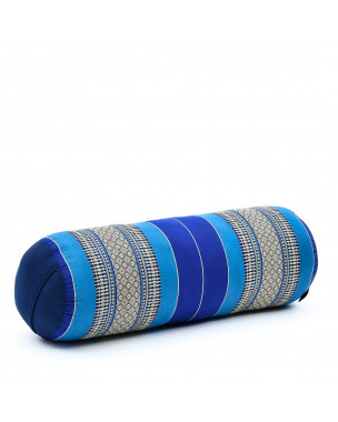 Leewadee grande yoga bolster: supporto per pilates allungato, cuscino da meditazione, realizzato a mano in kapok naturale, 60 x 25 x 25 cm, Blu