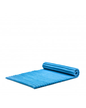 Leewadee Rollable Floor Mat L – Comfortable and Rollable Thai Mattress, Soft Massage Mat Filled with Eco-Friendly Kapok, Perfect to Use as a Sleeping Mat 75 x 39 inches, light blue