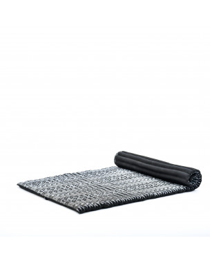 Leewadee Rollable Floor Mat L – Comfortable and Rollable Thai Mattress, Soft Massage Mat Filled with Eco-Friendly Kapok, Perfect to Use as a Sleeping Mat 75 x 41 inches, black