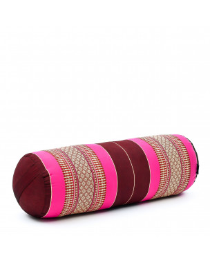 Leewadee Large Yoga Bolster – Shape-Retaining Tube Cushion for Meditation, Bolster for Stretching, Made of Eco-Friendly Kapok, 24 x 10 x 10 inches, auburn pink