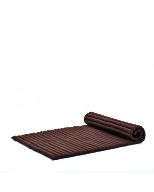 Leewadee Faltbare Bodenmatratze - Japanischer Rollbarer Futon - Tatami Faltmatte - Gästebett - Camping Matratze - Thai Massage Matte, Kapok Füllung, 190 x 100 cm, Braun