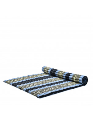 Leewadee Faltbare Bodenmatratze - Japanischer Rollbarer Futon - Tatami Faltmatte - Gästebett - Camping Matratze - Thai Massage Matte, Kapok Füllung, 190 x 145 cm, Blau