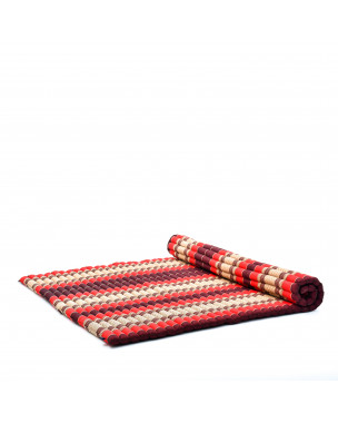 Leewadee - Foldable Floor Mattress - Japanese Roll Up Futon -Trifold Tatami Mat- Guest Floor Bed - Camping Mattress - Thai Massage Mat, Kapok Filled, 75 x 57 inches, Red