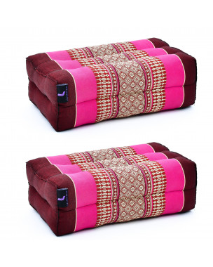 Leewadee Bloc de yoga - Yoga bloc en kapok fait à la main, coussin brique en kapok artisanal pour le yoga, ensemble de 2, 35 x 18 x 12 cm, Bai Rose Fuchsia