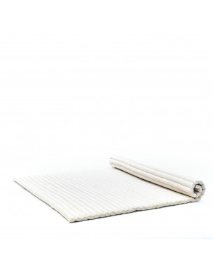 Leewadee - Foldable Floor Mattress - Japanese Roll Up Futon -Trifold Tatami Mat- Guest Floor Bed - Camping Mattress - Thai Massage Mat, Kapok Filled, 75 x 57 inches, Ecru