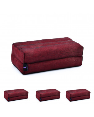 Leewadee Yoga Block Set of 4 Pilates Brick Meditation Cushion Eco-Friendly Organic and Natural, 14x7x5 inches, Kapok, red