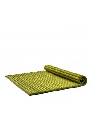 Leewadee Rollable Floor Mat XL – Comfortable and Rollable Thai Mattress, Large Massage Mat Filled with Eco-Friendly Kapok, Perfect to Use as a Sleeping Mat 75 x 57 inches, green