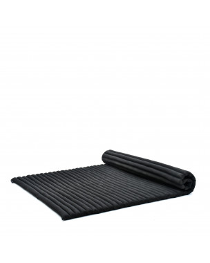 Leewadee Matelas De Sol Pliable, Futon Japonais Enroulable, Lit D'Appoint 2 Personnes, Chauffeuse 2 Places, Tapis Méditation En Kapok, 190 x 145 cm, Noir