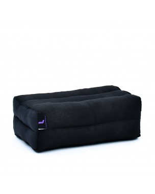 Leewadee piccolo blocco per yoga: cuscino da pilates rettangolare e strumento da meditazione, cuscino da terra in kapok naturale, 35 x 18 x 12 cm, Nero